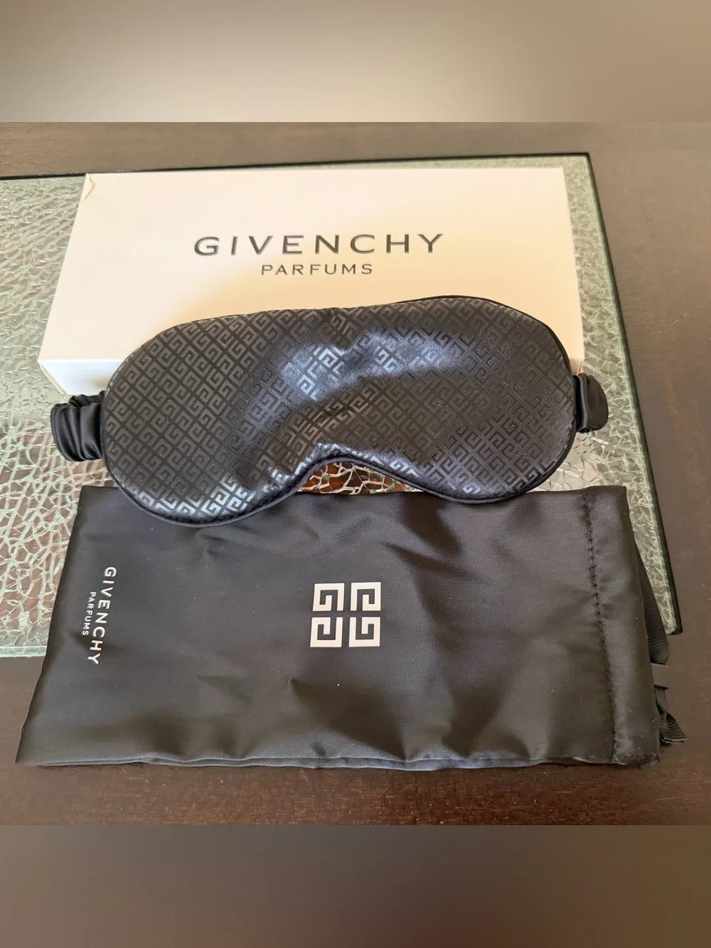 Givenchy Black Satin Sleep Mask with Branded Pouch